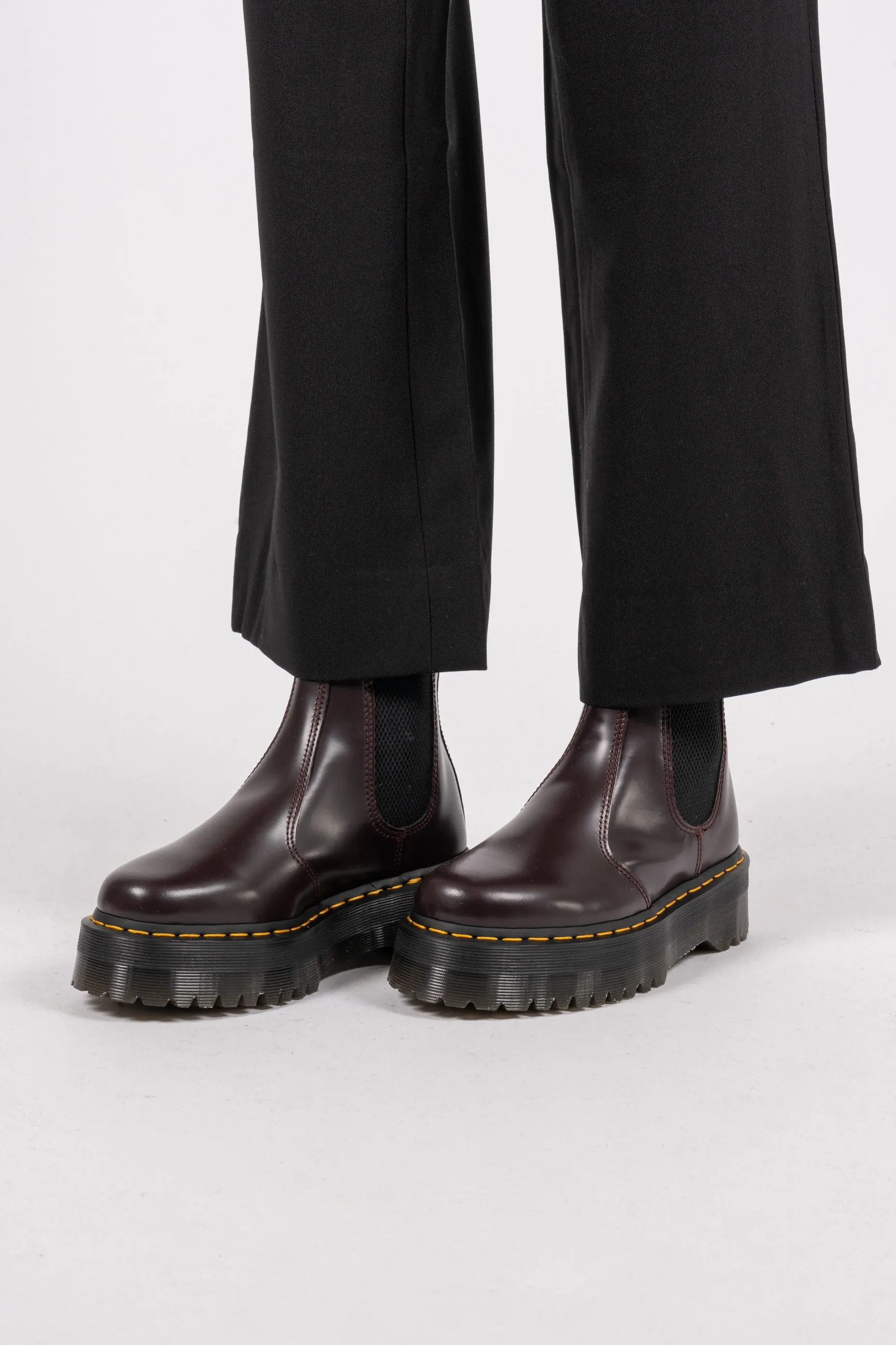 2976 Smooth Leather Platform Chelsea Boots - Burgundy Polished Smooth