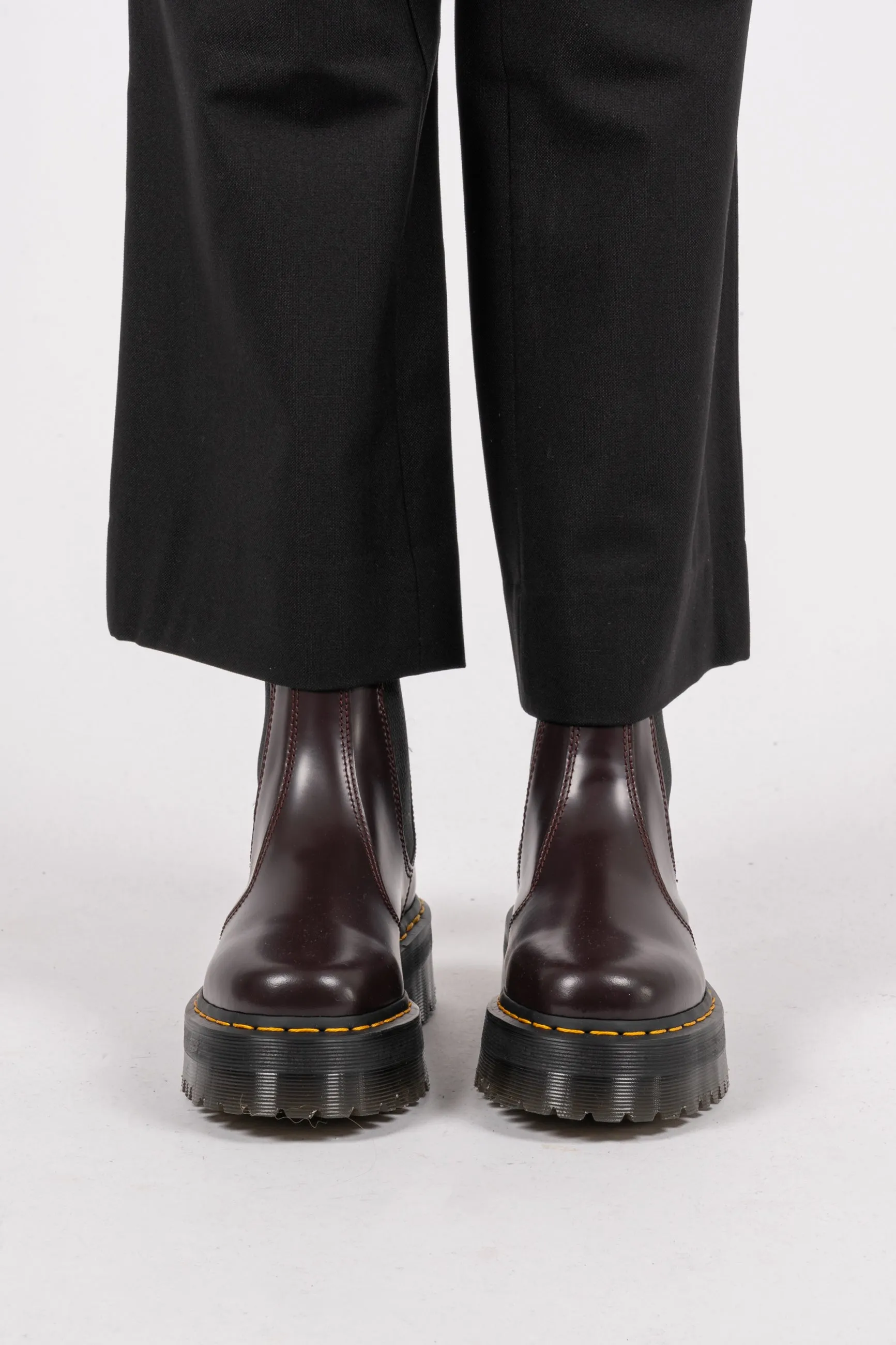 2976 Smooth Leather Platform Chelsea Boots - Burgundy Polished Smooth