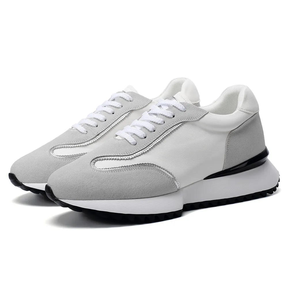 8 CM/3.15 Inches CMR CHAMARIPA Men’s Off-White Cowhide & Suede High-Heel Casual Shoes