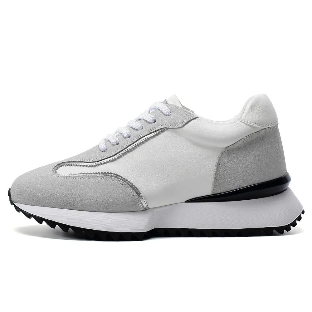 8 CM/3.15 Inches CMR CHAMARIPA Men’s Off-White Cowhide & Suede High-Heel Casual Shoes