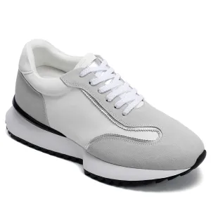 8 CM/3.15 Inches CMR CHAMARIPA Men’s Off-White Cowhide & Suede High-Heel Casual Shoes