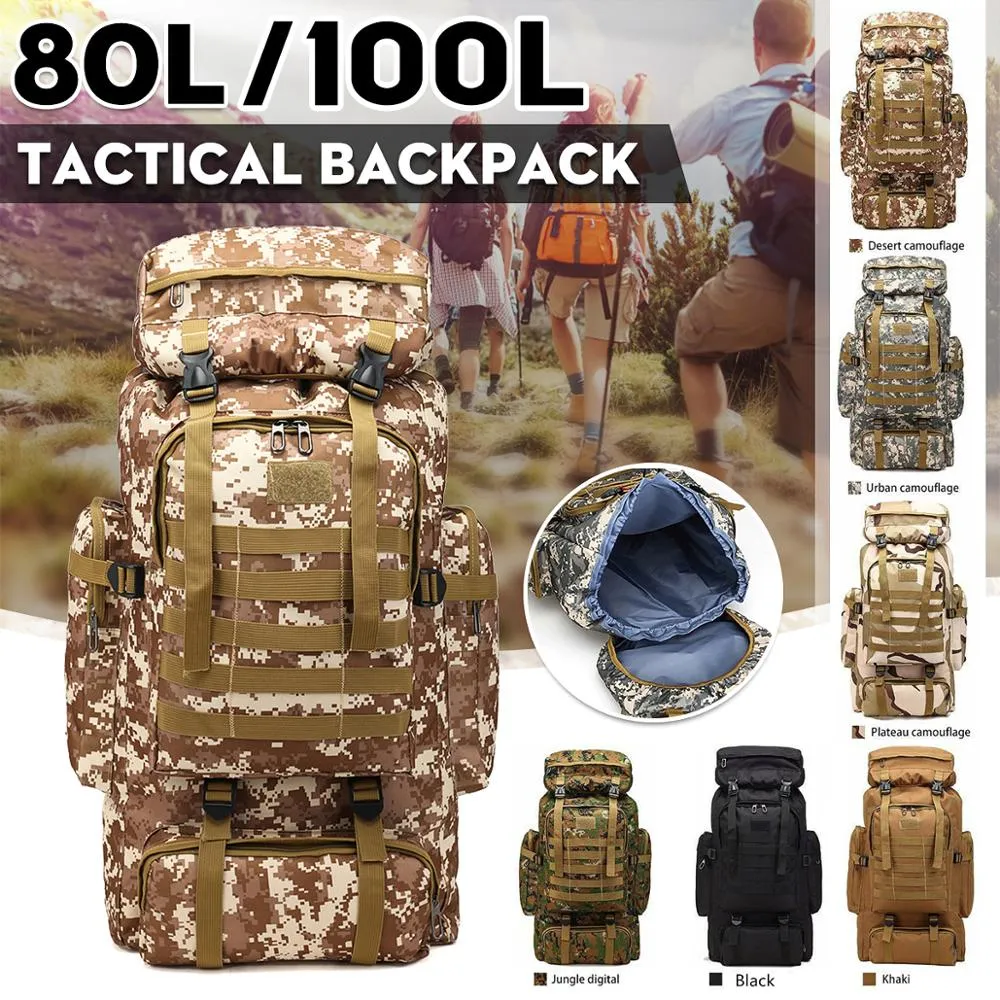 80/100L Outdoor Military Rucksacks Oxford Fabric Waterproof Tactical