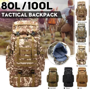 80/100L Outdoor Military Rucksacks Oxford Fabric Waterproof Tactical