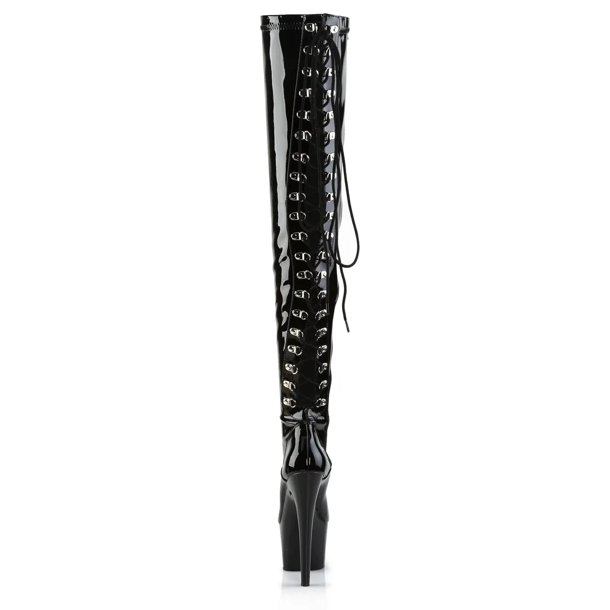 Adore-3063 Black Rear Lace Up Platform Thigh High Boots