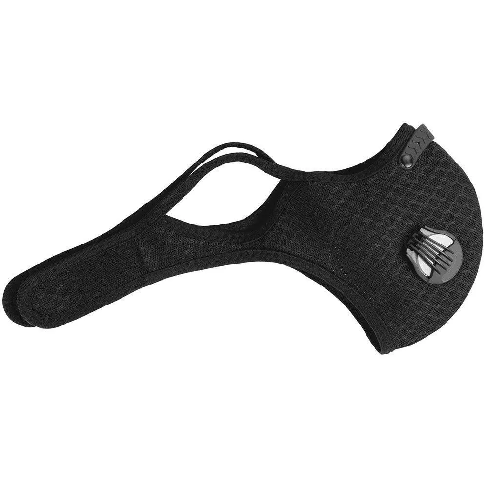 Adults Mouth Mask with Double Valves Active Carbon Filter Adjustable Safety Mask Reusable Breathing Valve Mask for Running Cycling   Camping Traveling