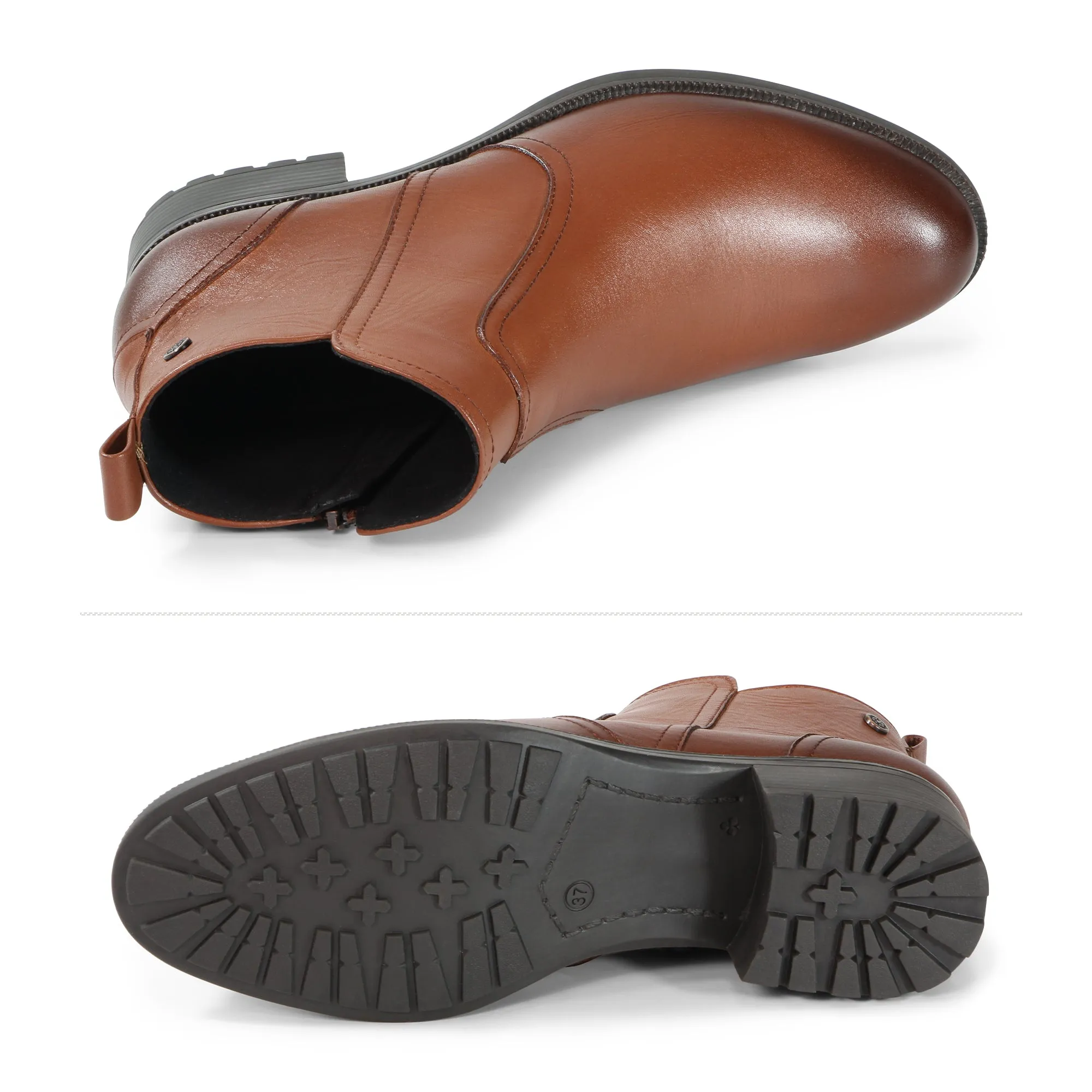 Alba Zipper Ankle Boots (Nutshell)