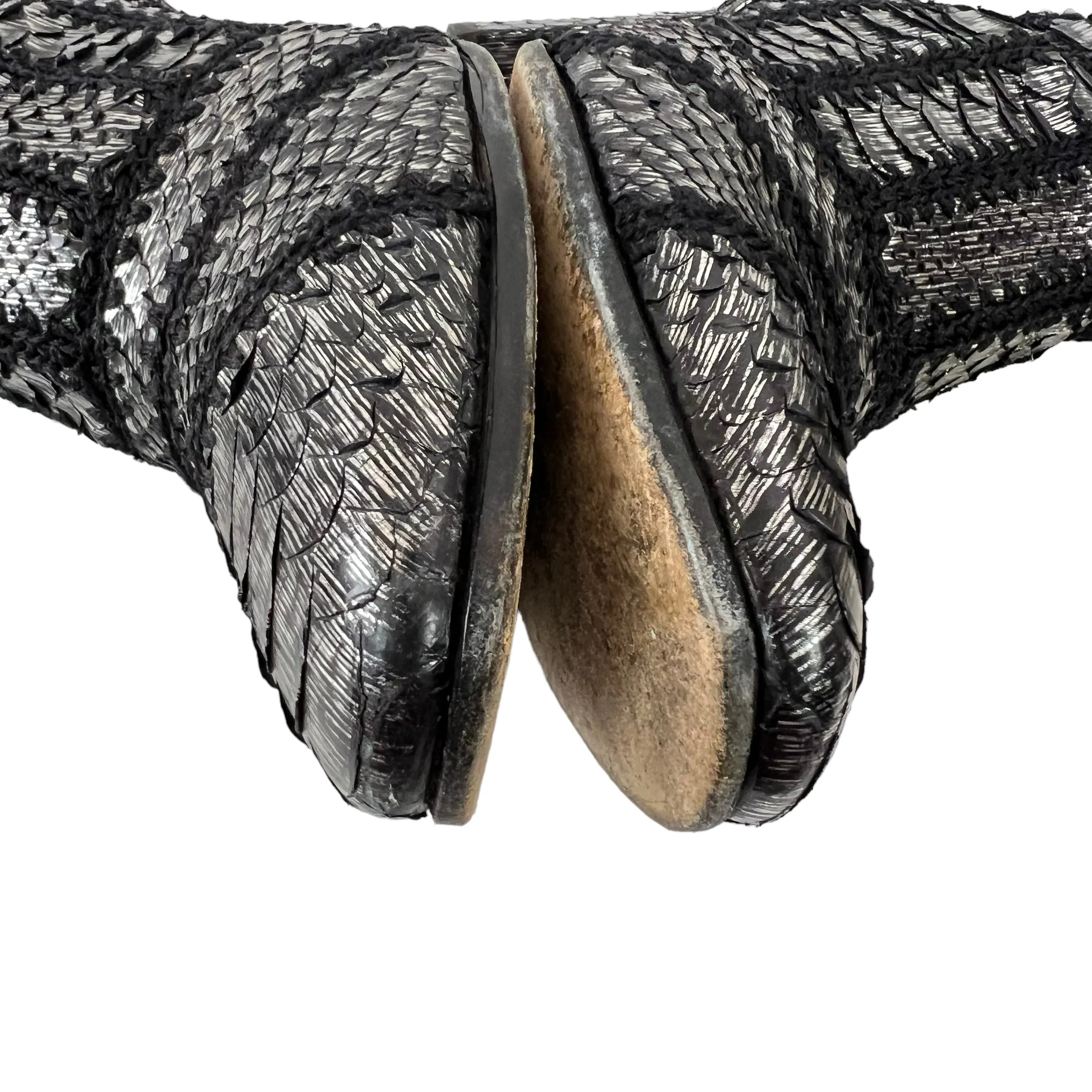 Alexandre Birman Beatrice Cross-Stitched Python Booties  Size 7.5
