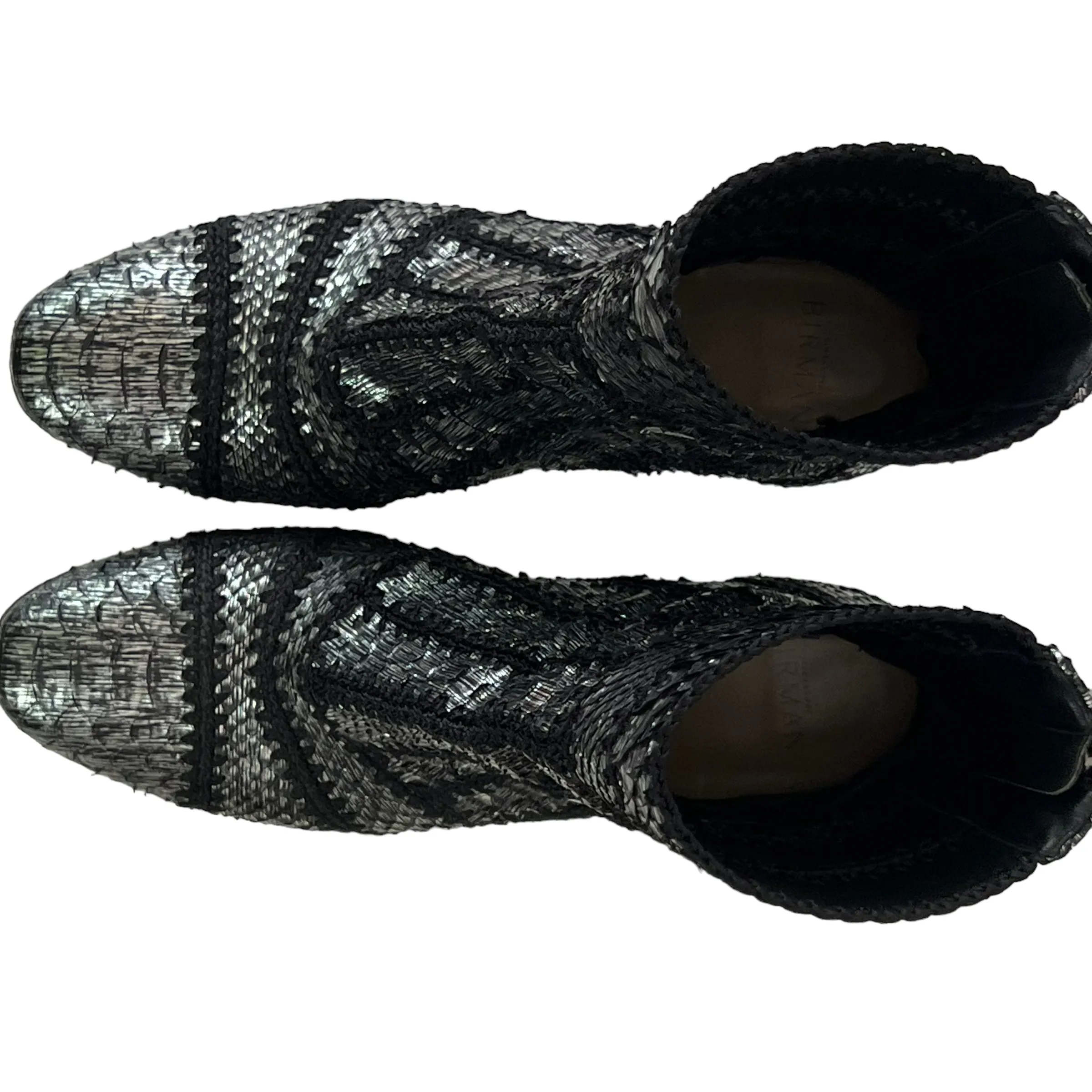 Alexandre Birman Beatrice Cross-Stitched Python Booties  Size 7.5