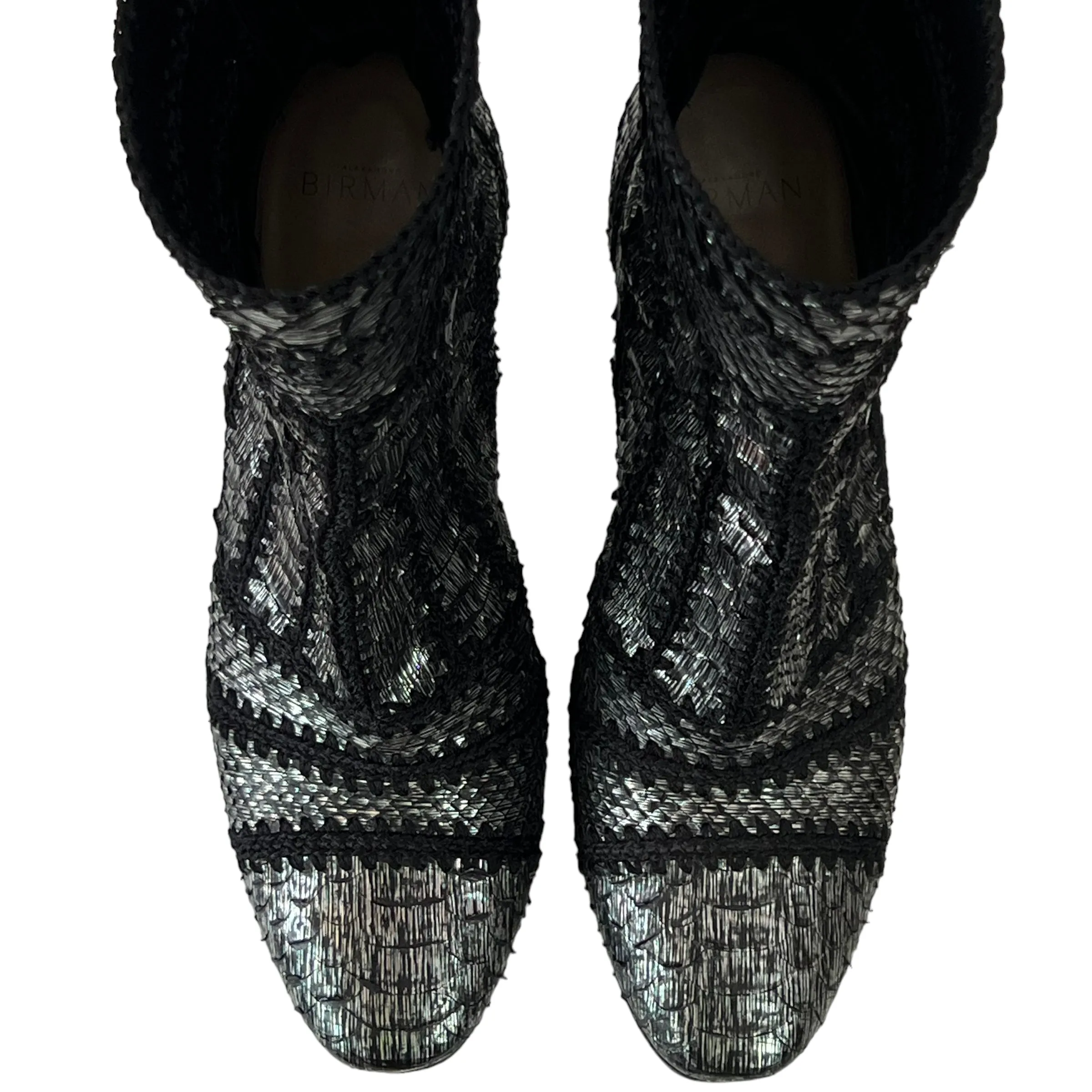 Alexandre Birman Beatrice Cross-Stitched Python Booties  Size 7.5