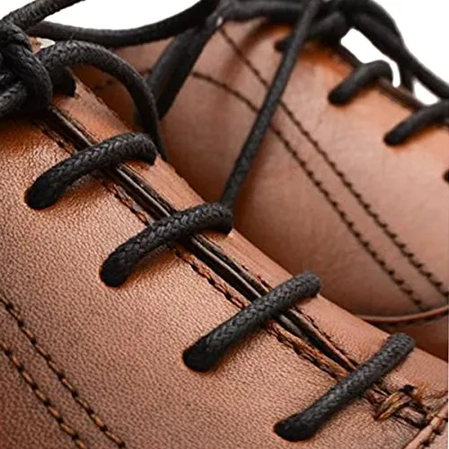 AOMIDI Waxed Round Shoelaces (2 Pairs) - for Oxford Dress Shoes Boots Leather Shoe Laces (24" inches (61 cm), Khaki)