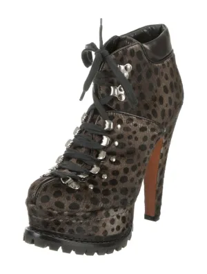 AZZEDINE ALAÏA ALAIA Ponyskin Platform Ankle Boots Booties Sz 41 UK 8 US 11 LADIES