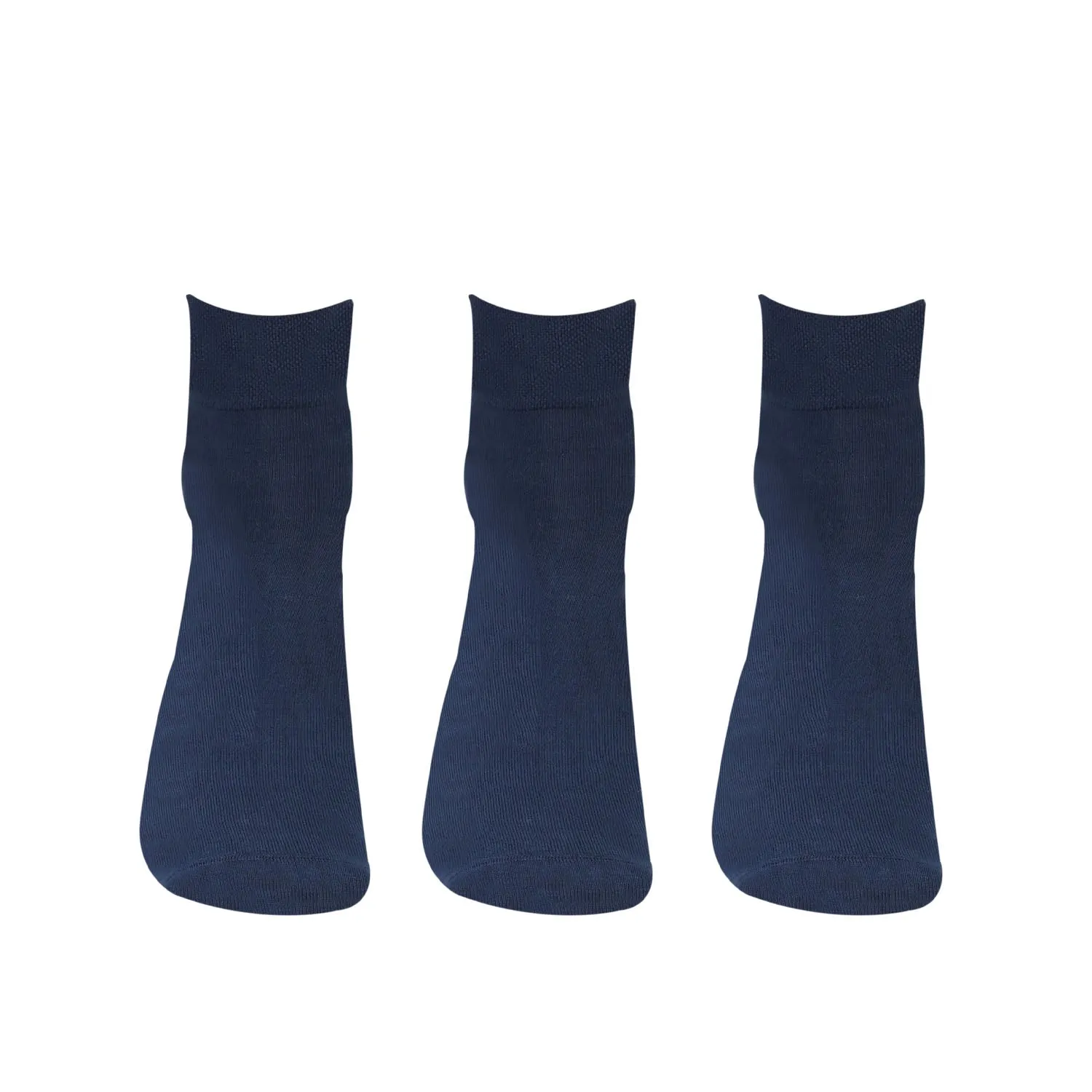 Bamboo Fiber Classic Ankle Socks (Navy) - Pack of 3