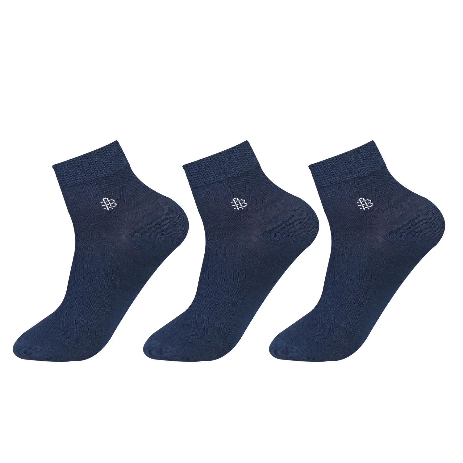 Bamboo Fiber Classic Ankle Socks (Navy) - Pack of 3