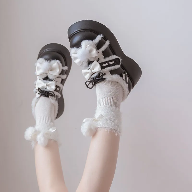 Beauty Bunny~Kawaii Lolita Shoes Fleece Round Toe Leather Shoes
