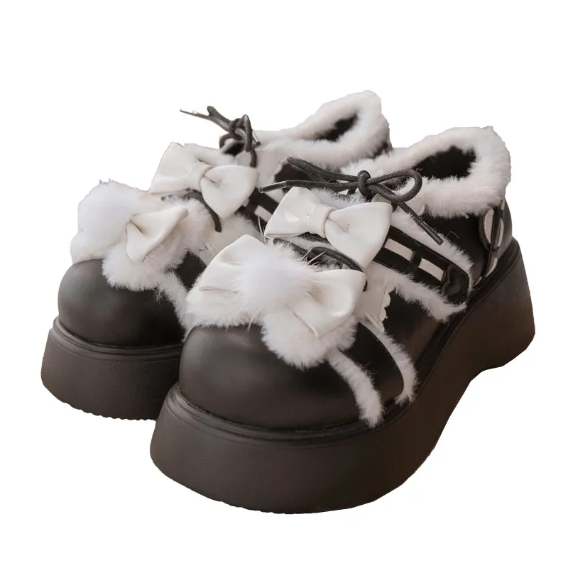 Beauty Bunny~Kawaii Lolita Shoes Fleece Round Toe Leather Shoes