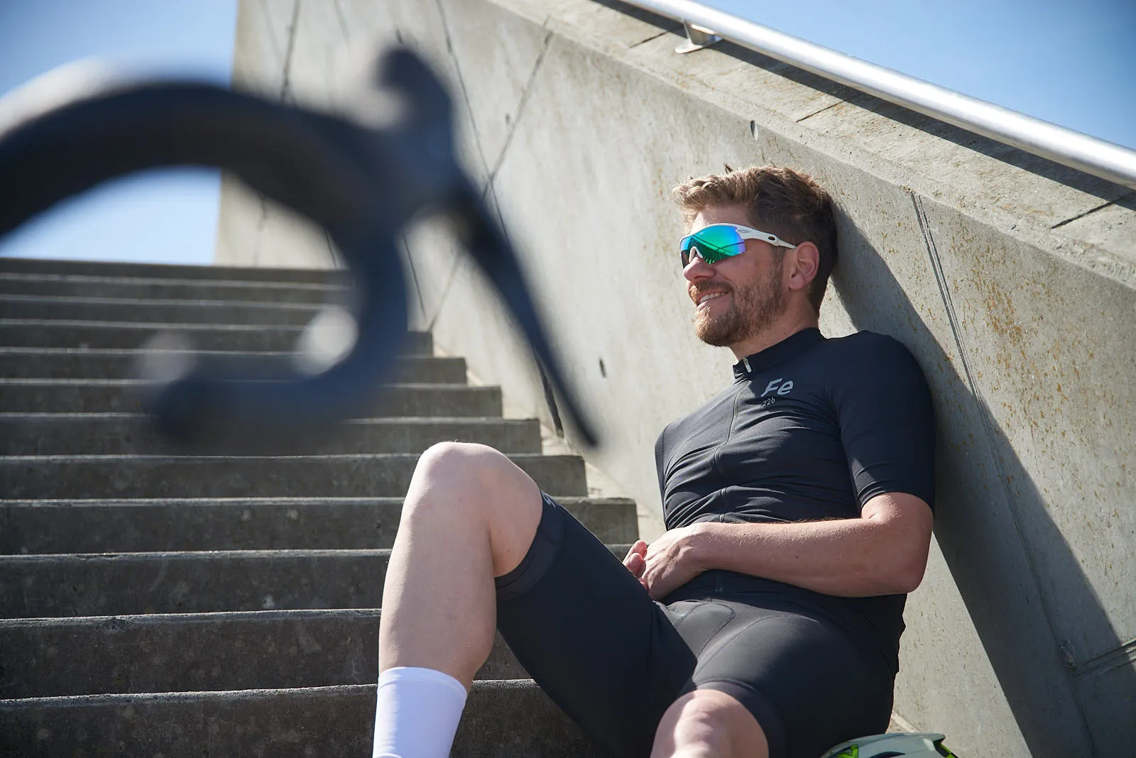 Black Cycling Jersey Short Sleeves - odor free high quality | Fe226
