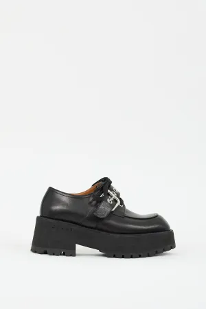 Black Leather Buckled Platform Derby