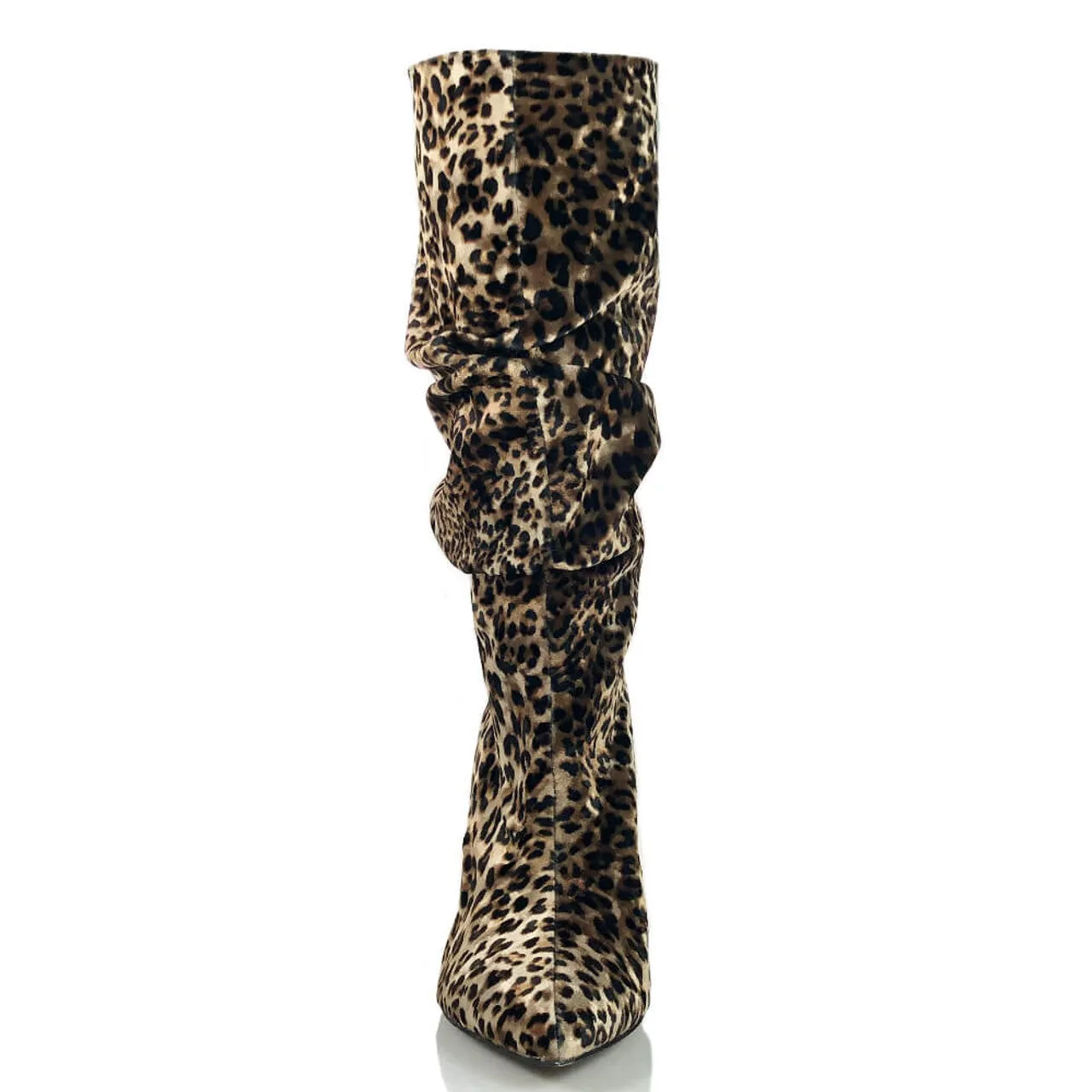 Bree - Closed Pointed Toe Ruched Mid Slouch Latin Dance Boots (Street Sole)