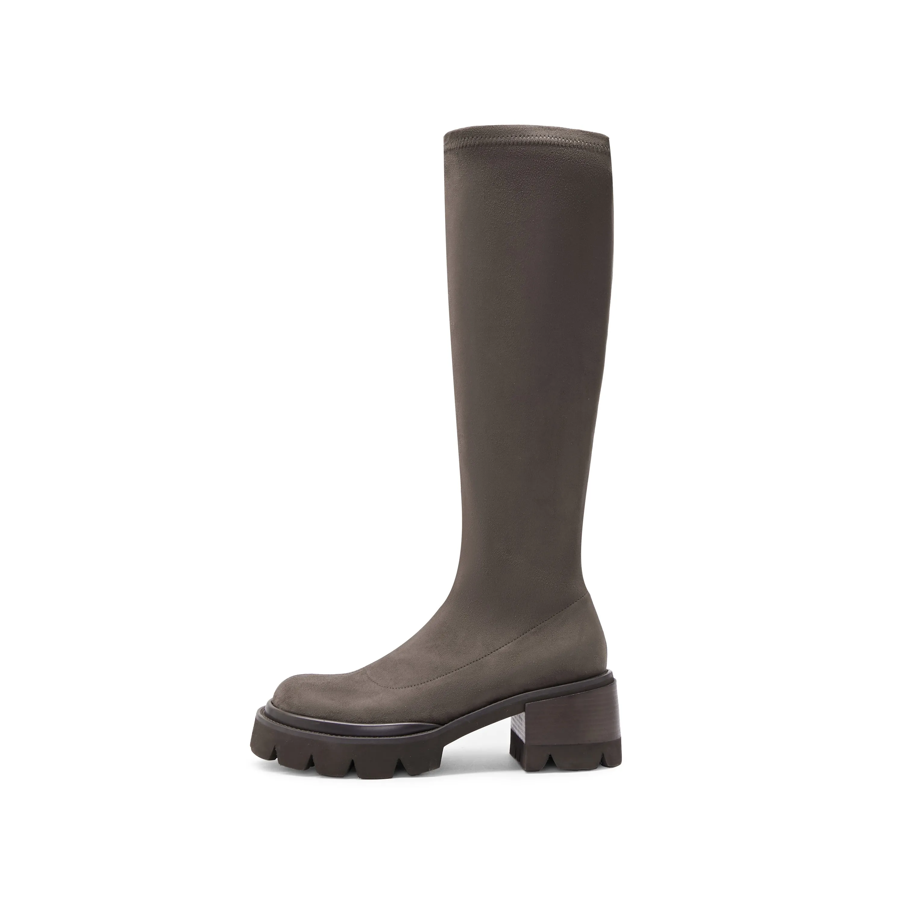 Brown Platform Long Sock Boots