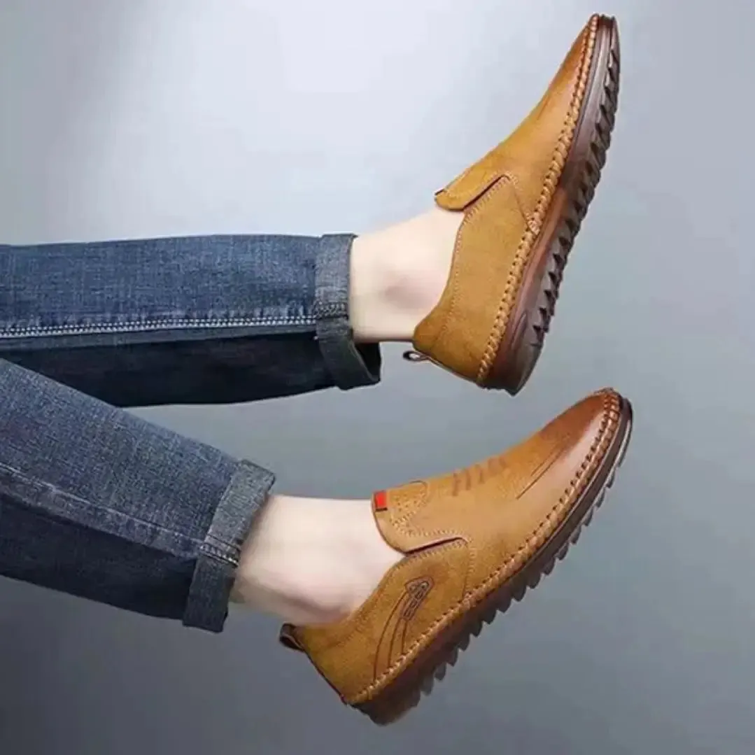 Casual Leather Shoes for Men - Slip-On Brown Casual Shoes