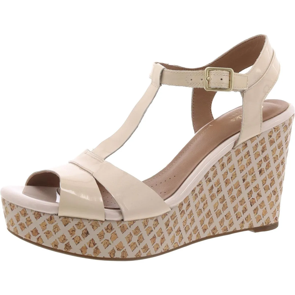 Clarks Womens Amelia Roma Patent Leather Ankle Strap Platform Sandals