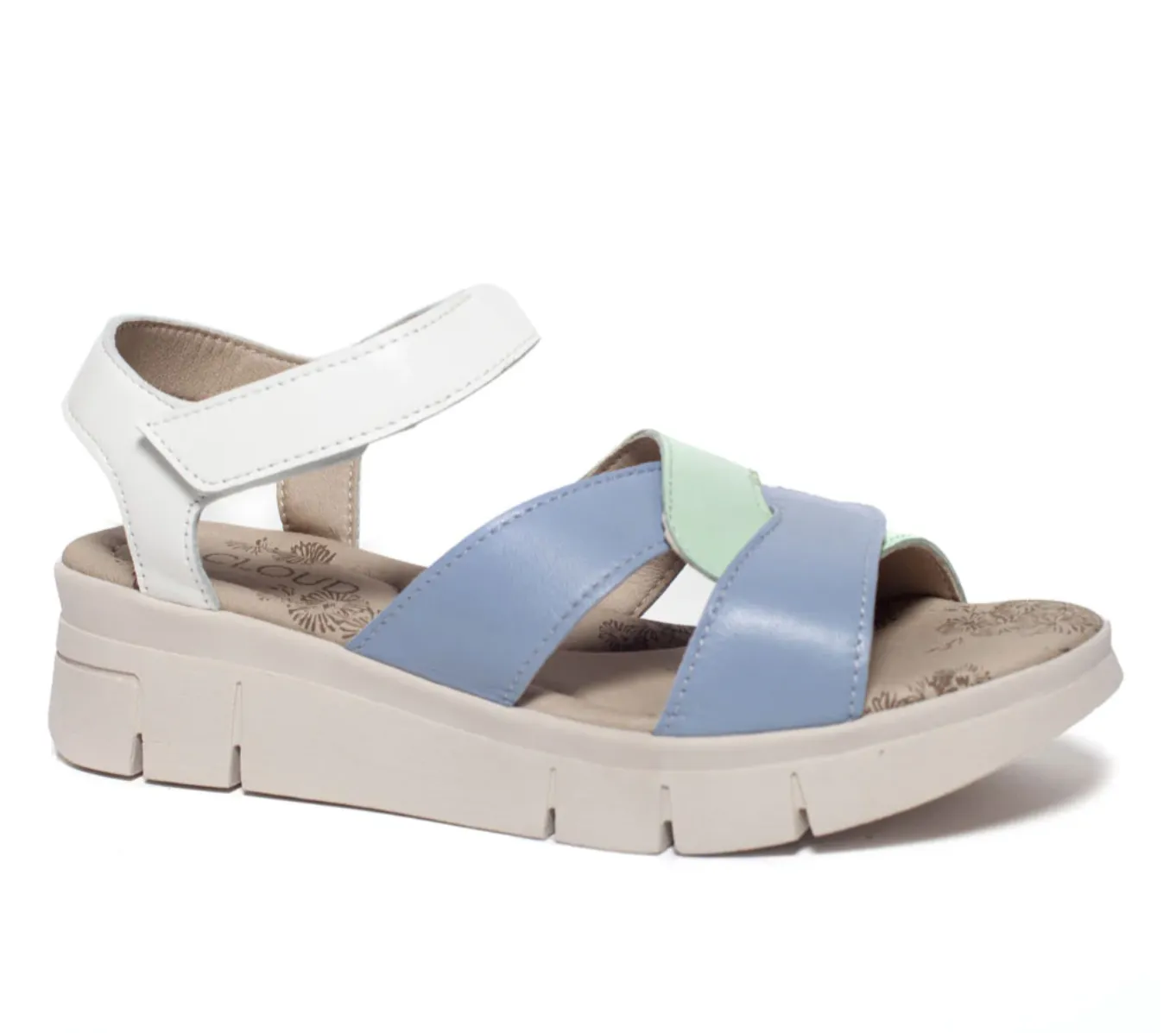 Cloud "Ivey" Blue/Green Combo - Wedge Sandal