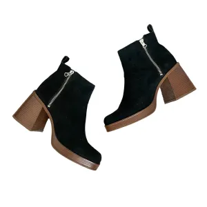 Copper Key | Women's Black Suede Solstice Platform Ankle Boots | Size: 9.5