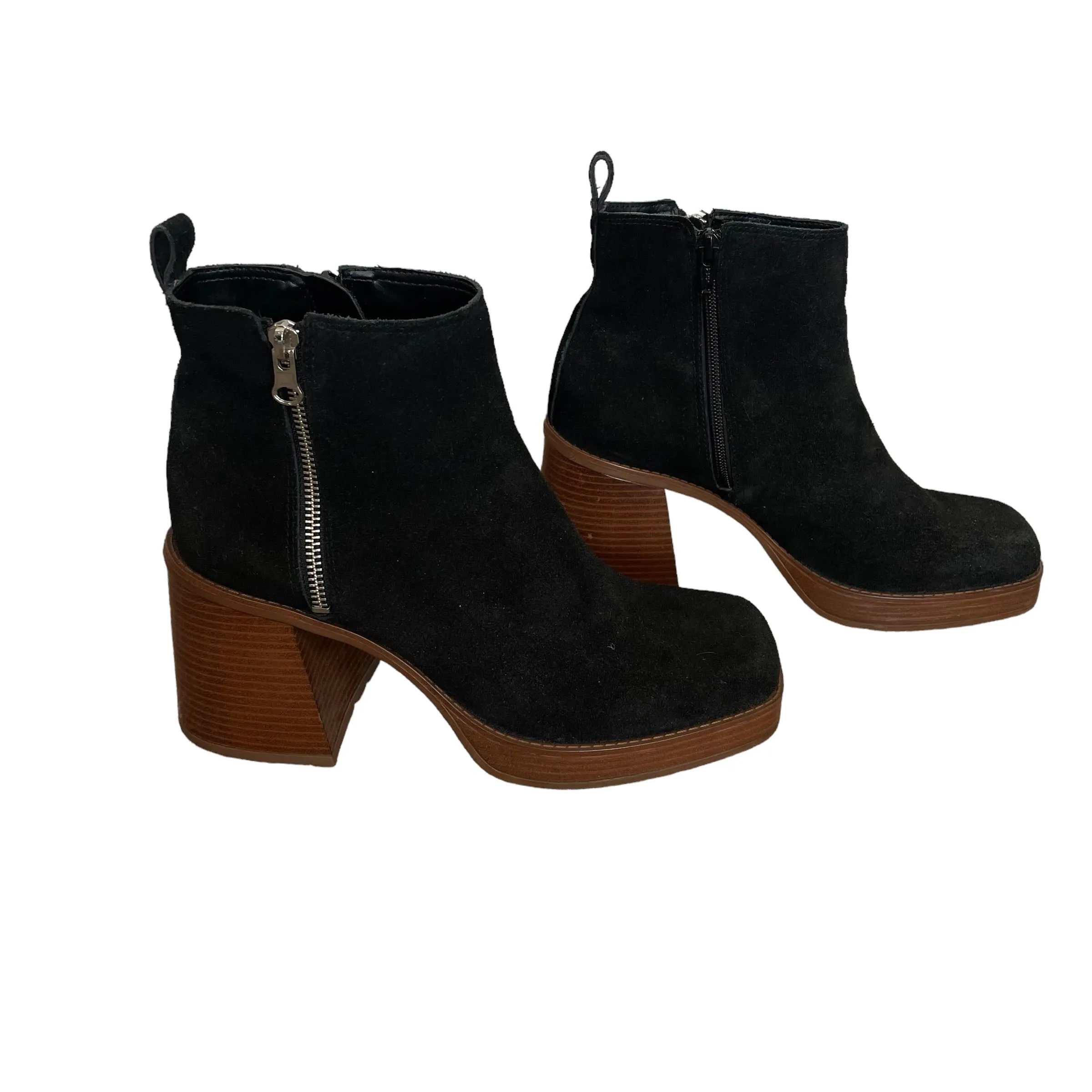 Copper Key | Women's Black Suede Solstice Platform Ankle Boots | Size: 9.5