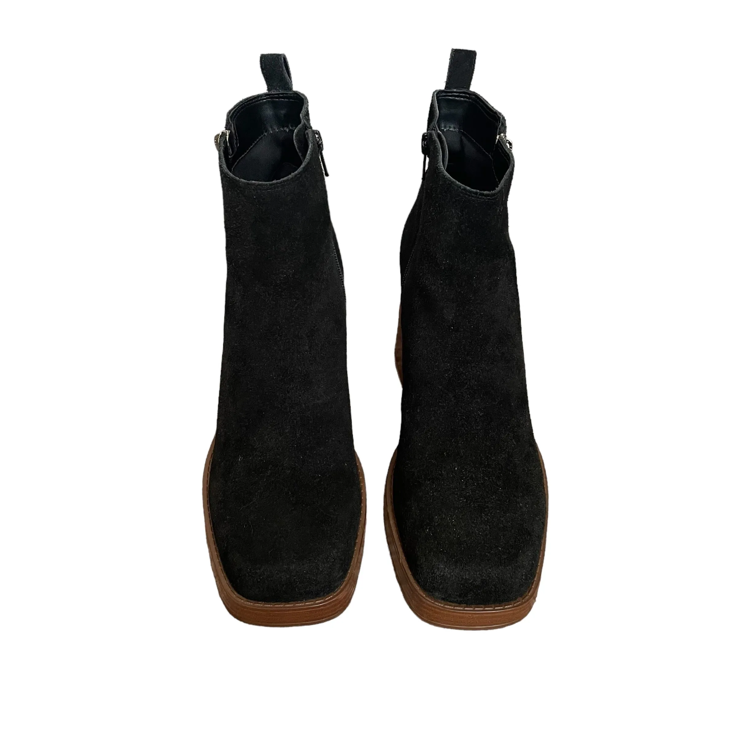 Copper Key | Women's Black Suede Solstice Platform Ankle Boots | Size: 9.5
