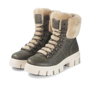 Corvara Furry Chunky Boots (Olive)