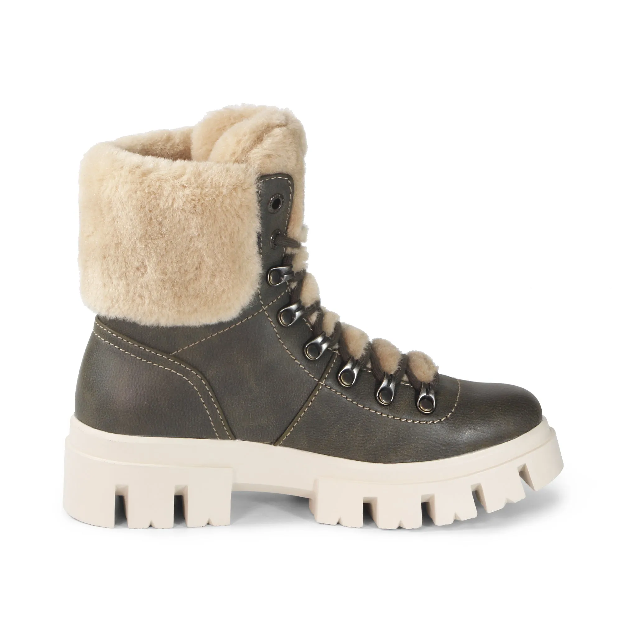 Corvara Furry Chunky Boots (Olive)