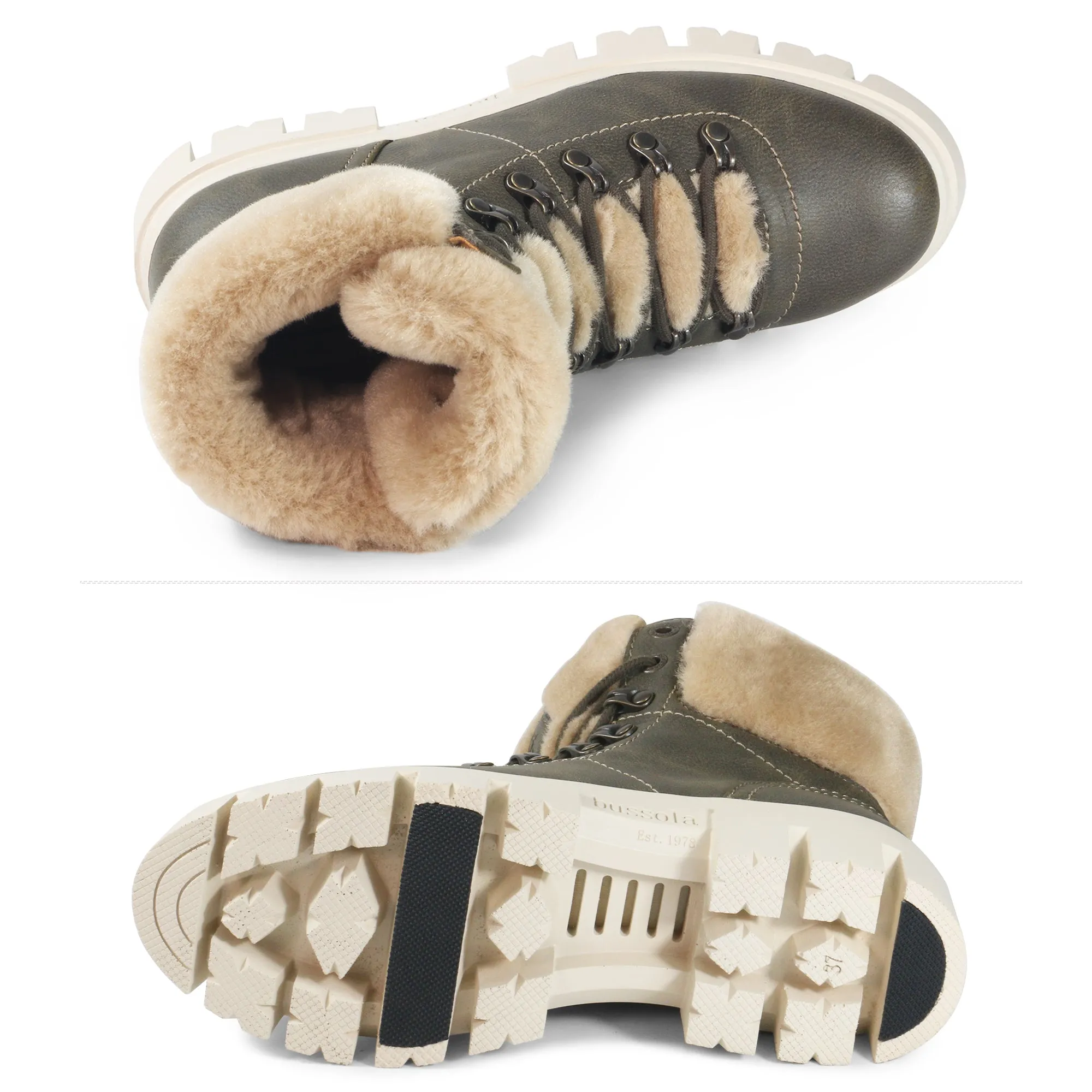 Corvara Furry Chunky Boots (Olive)