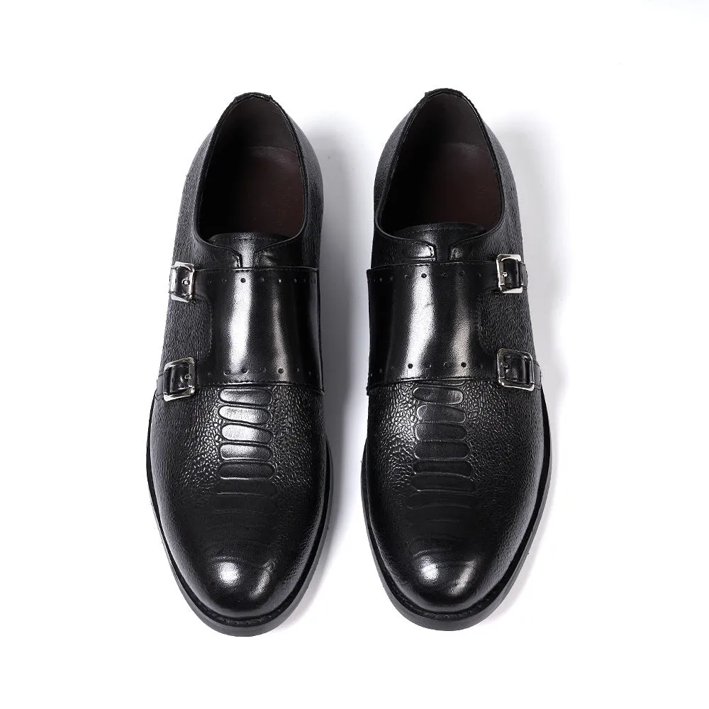 Cross-Border Double Buckle Monk Shoes Men's Goodyear Men's Suit Shoes Men's Slip-on Pointed Handmade Leather Shoes Men