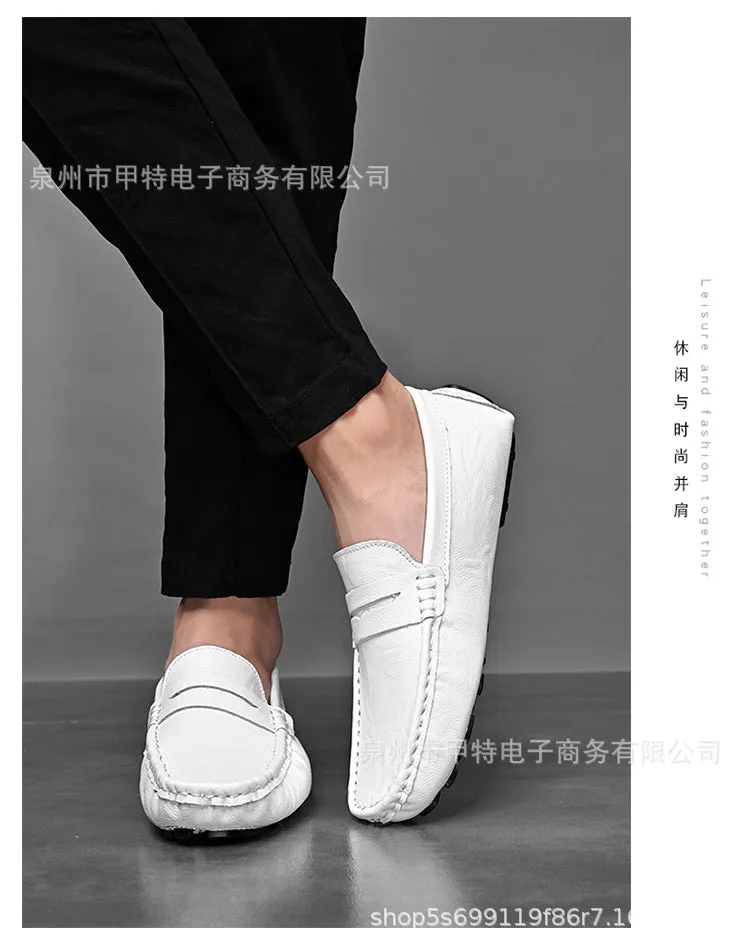 Cross-border spring men's cowhide single shoes, foreign trade large size Doudou shoes, outdoor casual shoes, lazy shoes, simple men's shoes