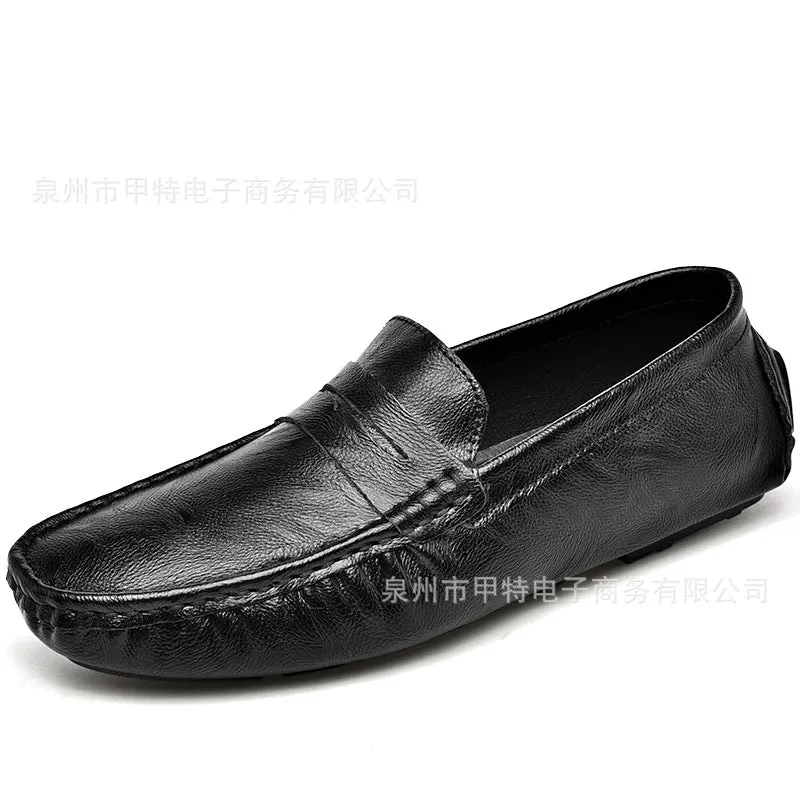 Cross-border spring men's cowhide single shoes, foreign trade large size Doudou shoes, outdoor casual shoes, lazy shoes, simple men's shoes