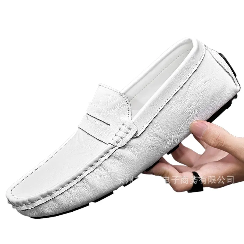 Cross-border spring men's cowhide single shoes, foreign trade large size Doudou shoes, outdoor casual shoes, lazy shoes, simple men's shoes