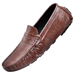 Cross-border spring men's cowhide single shoes, foreign trade large size Doudou shoes, outdoor casual shoes, lazy shoes, simple men's shoes