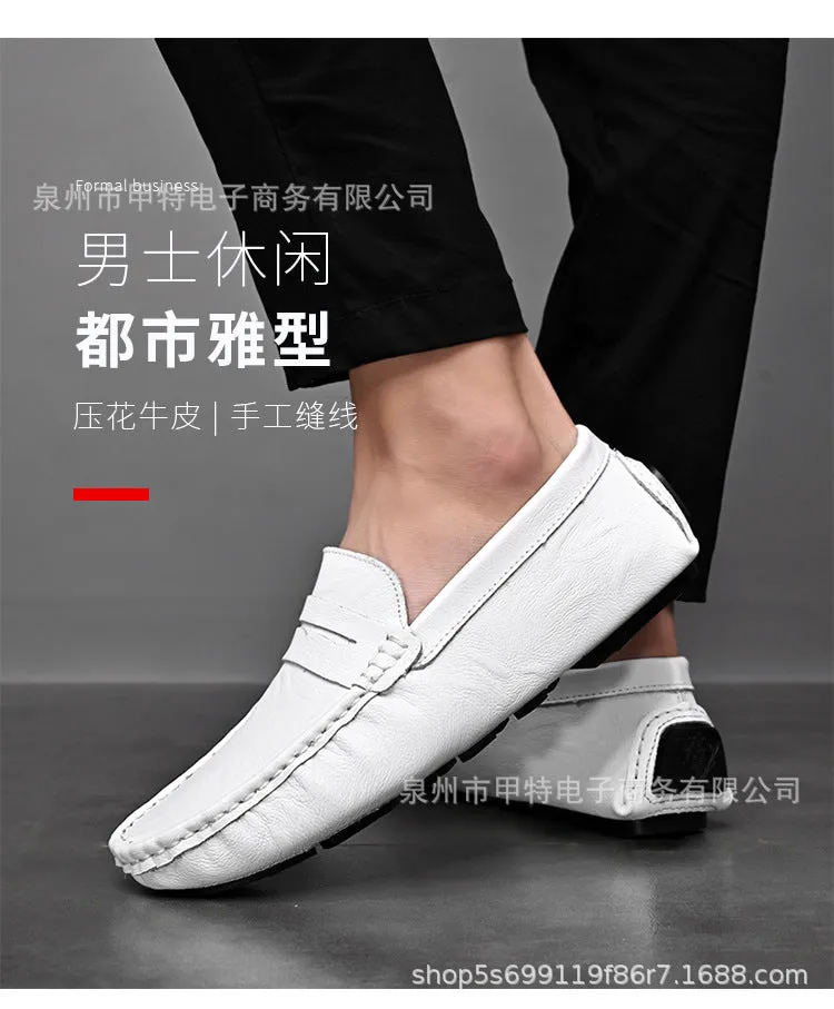 Cross-border spring men's cowhide single shoes, foreign trade large size Doudou shoes, outdoor casual shoes, lazy shoes, simple men's shoes