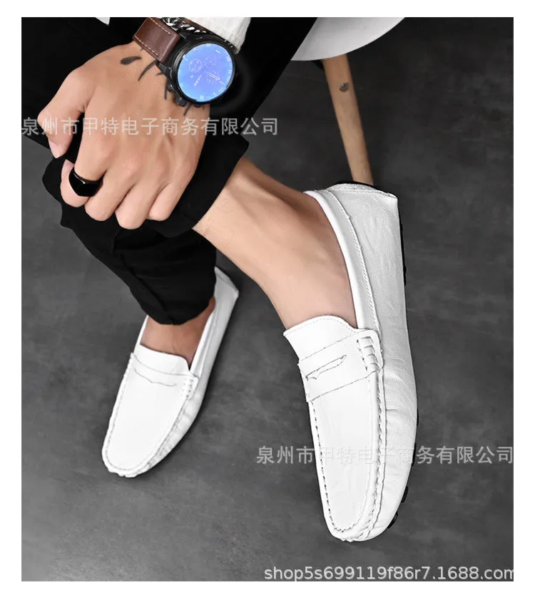 Cross-border spring men's cowhide single shoes, foreign trade large size Doudou shoes, outdoor casual shoes, lazy shoes, simple men's shoes