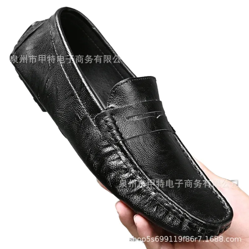 Cross-border spring men's cowhide single shoes, foreign trade large size Doudou shoes, outdoor casual shoes, lazy shoes, simple men's shoes