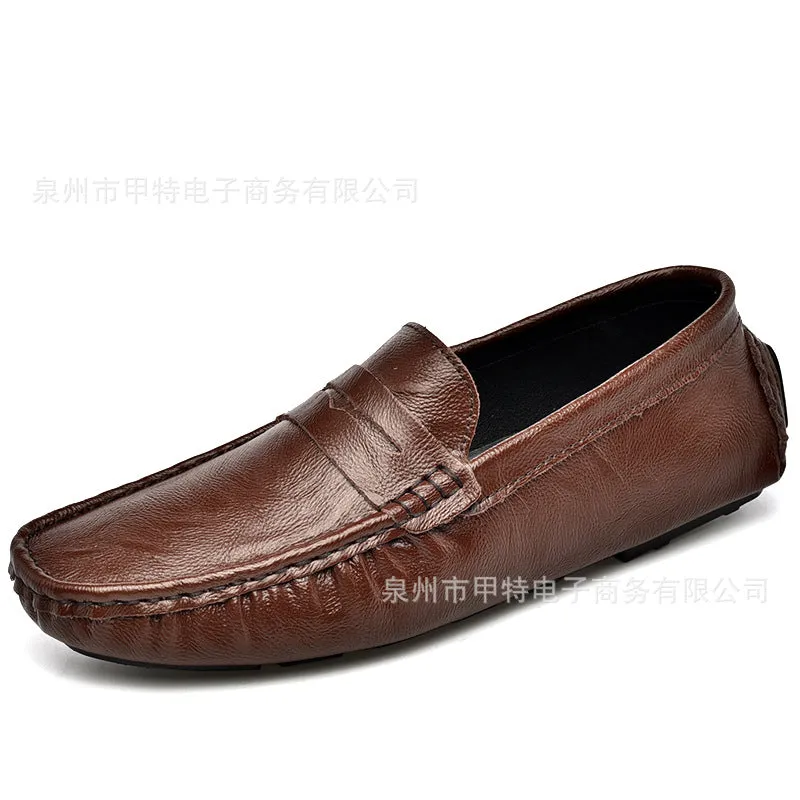Cross-border spring men's cowhide single shoes, foreign trade large size Doudou shoes, outdoor casual shoes, lazy shoes, simple men's shoes