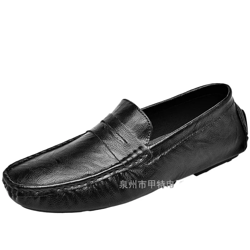 Cross-border spring men's cowhide single shoes, foreign trade large size Doudou shoes, outdoor casual shoes, lazy shoes, simple men's shoes