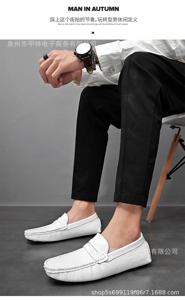 Cross-border spring men's cowhide single shoes, foreign trade large size Doudou shoes, outdoor casual shoes, lazy shoes, simple men's shoes