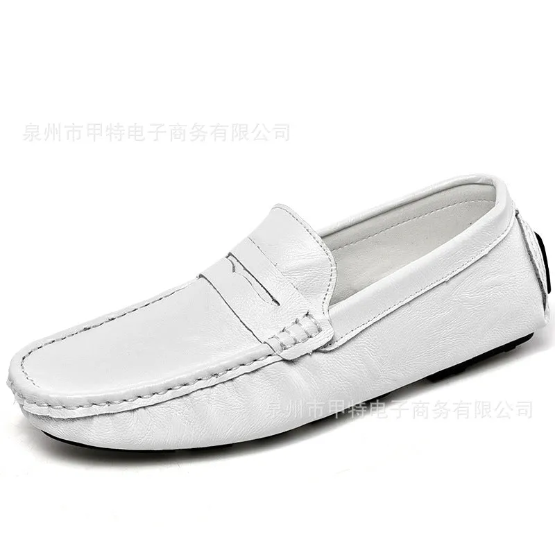 Cross-border spring men's cowhide single shoes, foreign trade large size Doudou shoes, outdoor casual shoes, lazy shoes, simple men's shoes