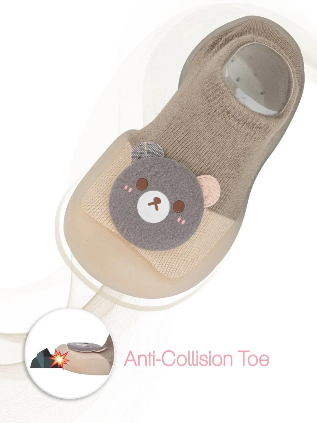 Cuddle Paws: Teddy Applique Shoe Socks in Beige