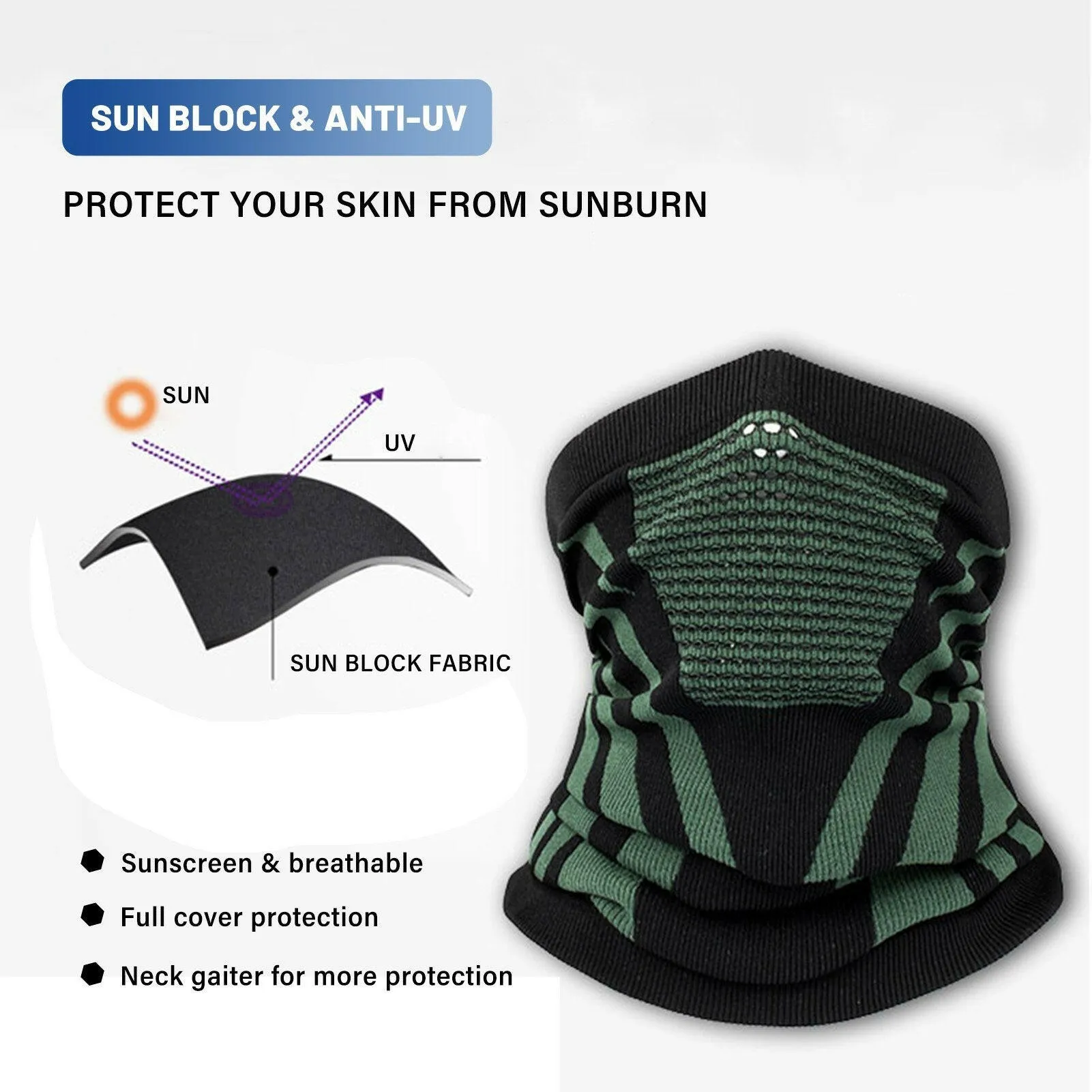 Cycling Face Cover Neck Gaiter Breathable Stretchable Moisture-wicking Warm Windproof Sun Block Hiking Climbing Running
