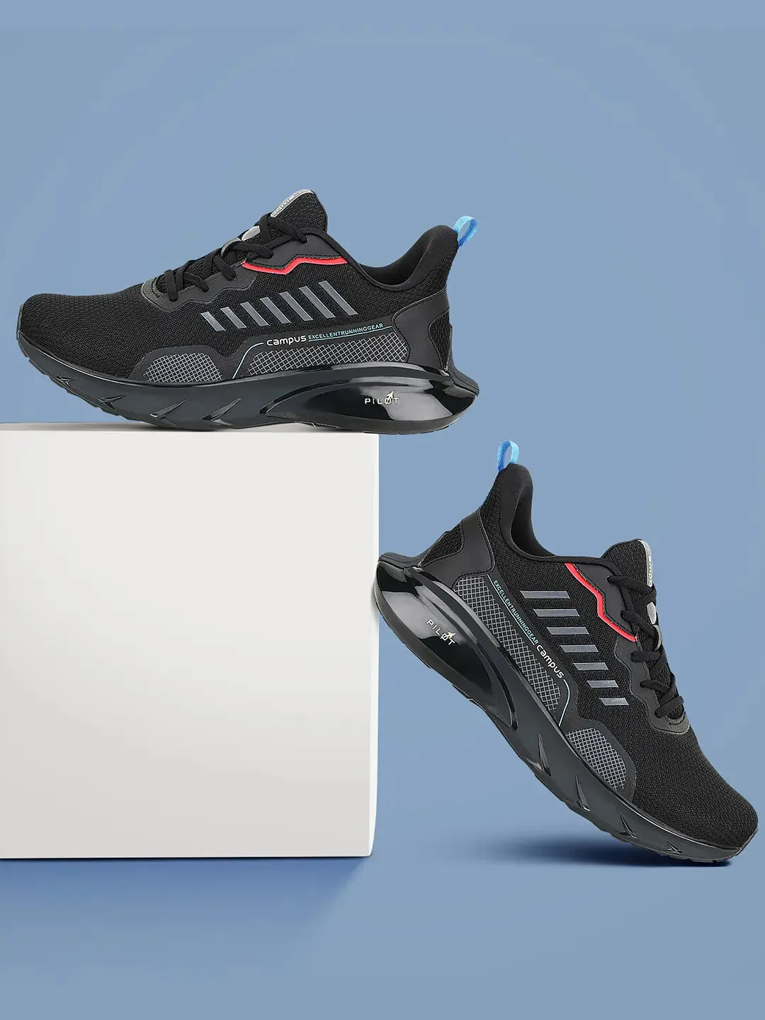 DECCAN Black Men's Running Shoes