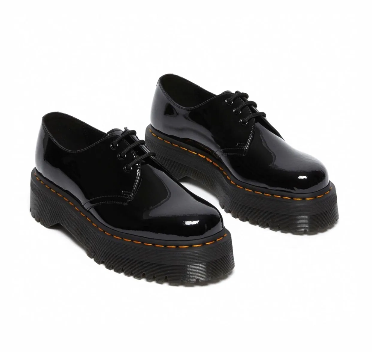 Dr. Martens 1461 Quad Black Patent Lamper Platform 3 Eyelet Shoe