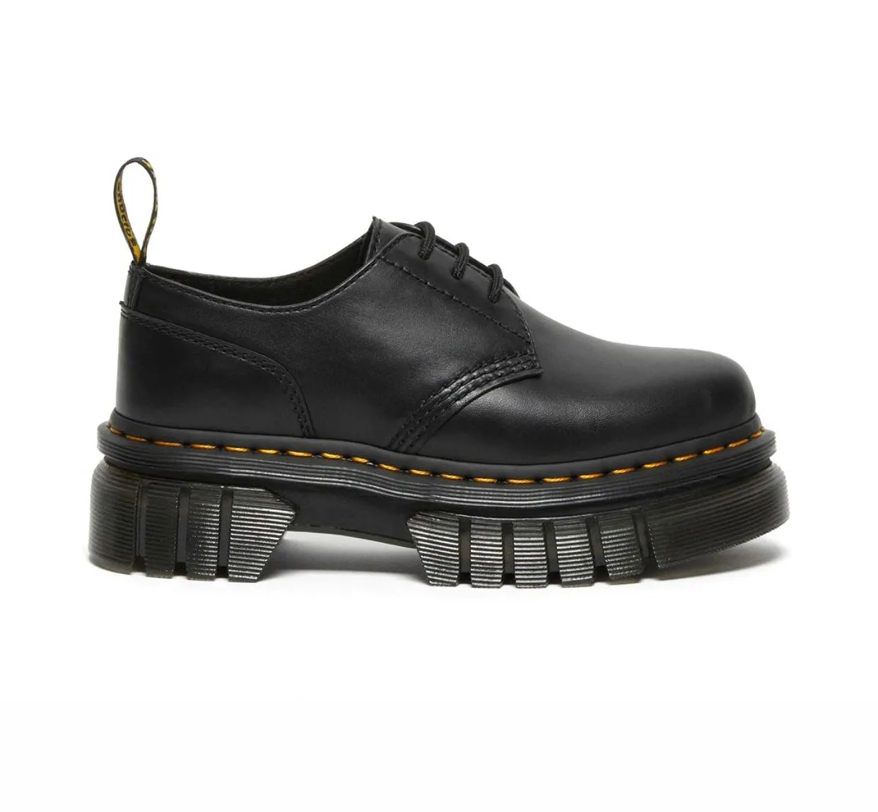 Dr. Martens Audrick Black Nappa Lux Platform 3 Eyelet Shoe