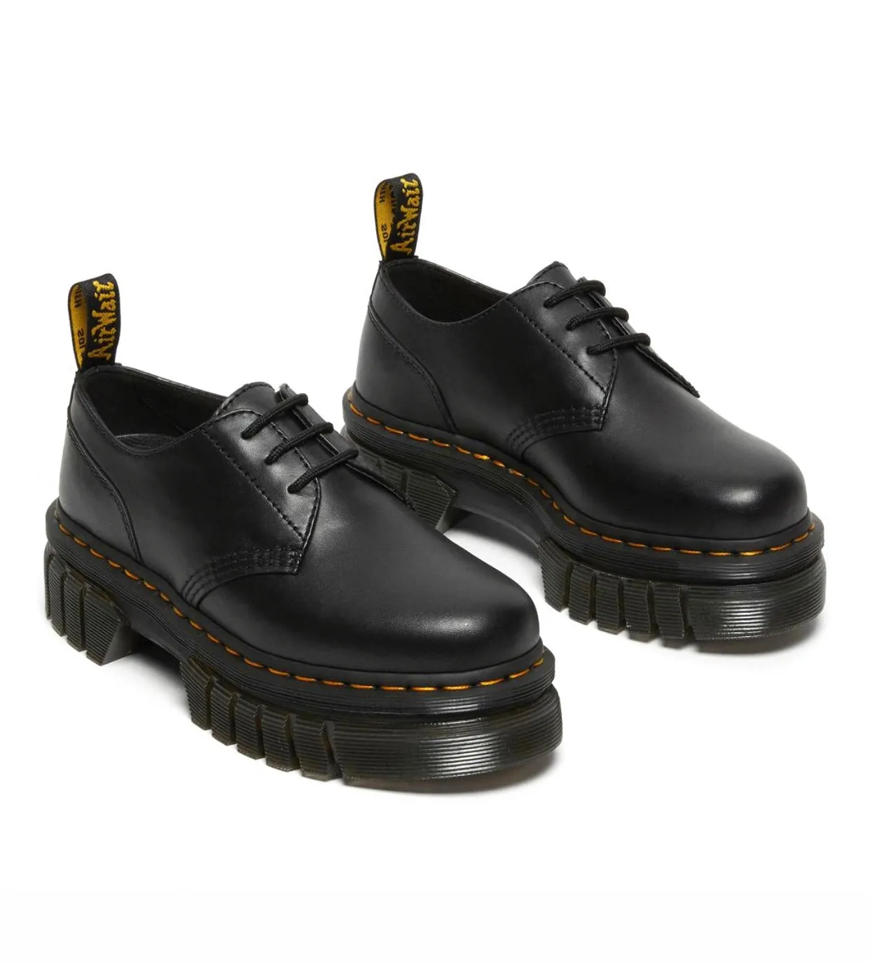 Dr. Martens Audrick Black Nappa Lux Platform 3 Eyelet Shoe